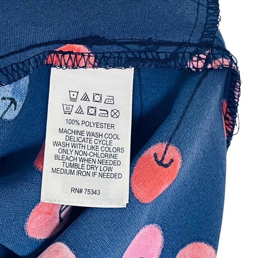 🍀Cynthia Rowley Womens Blue Cherry Print Round Neck Shift Dress 10 - Picture 10 of 12
